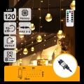 Aigostar - Zewnętrzny świąteczny łańcuch LED 120 diod/8 funkcji 3x0,6m IP44 ciepła biała + zdalne sterowanie