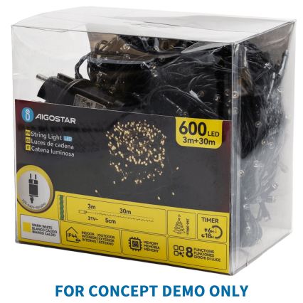 Aigostar - Zewnętrzny świąteczny łańcuch LED 1500xLED/8 funkcji 33m IP44 ciepła biała