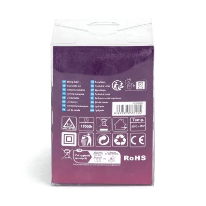 Aigostar - Zewnętrzny świąteczny łańcuch LED 50xLED/8 funkcji 8m IP44 zimna biel