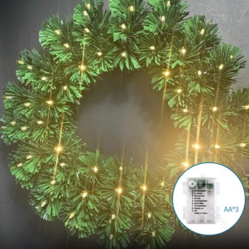 Aigostar - zewnętrzny wieniec świąteczny LED, 72 diody LED, zasilanie 3× AA, średnica 50 cm, IP44, ciepła biel