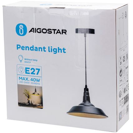 Aigostar - Żyrandol na lince 1xE27/60W/230V czarny