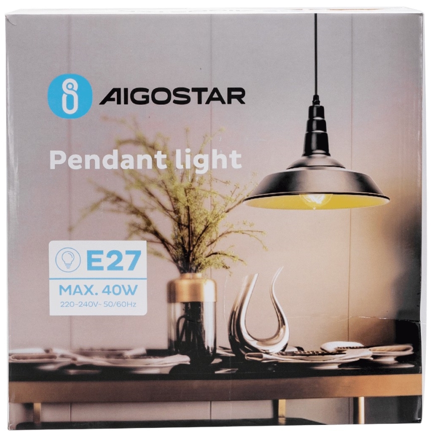 Aigostar - Żyrandol na lince 1xE27/60W/230V czarny