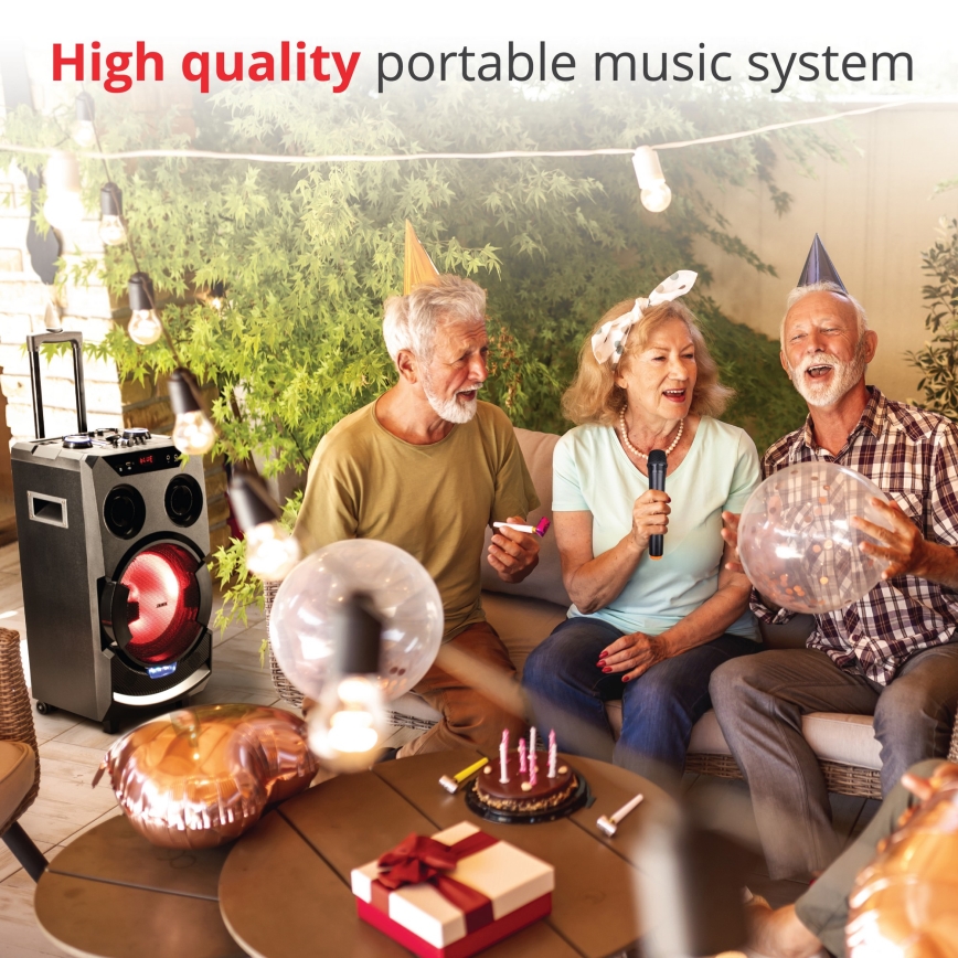 AKAI ABTS-112 - Głośnik bezprzewodowy 300 W/230 V, 7000 mAh + pilot zdalnego sterowania