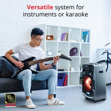 AKAI ABTS-112 - Głośnik bezprzewodowy 300 W/230 V, 7000 mAh + pilot zdalnego sterowania