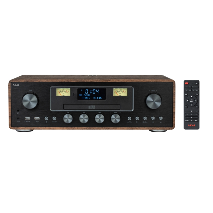 AKAI AM-100 RHAPSODY - Mikrosystem z CD/FM/DAB/AUX/USB/MP3, 40 W, 230 V + pilot zdalnego sterowania