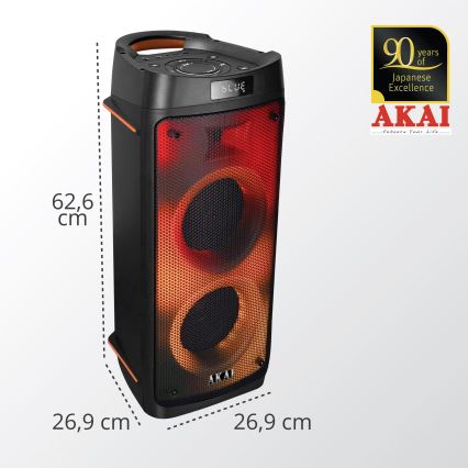 AKAI PARTY BOX 810 - Bezprzewodowy głośnik 65W/230V 5000 mAh + pilot zdalnego sterowania