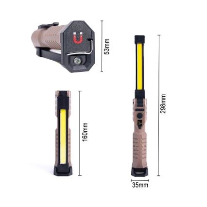 LED Ściemnialna akumulatorowa robocze latarka z funkcją power banku LED/4W/5V IPX4 600 błyszcz. 2000 mAh