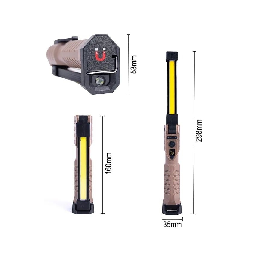 LED Ściemnialna akumulatorowa robocze latarka z funkcją power banku LED/4W/5V IPX4 600 błyszcz. 2000 mAh