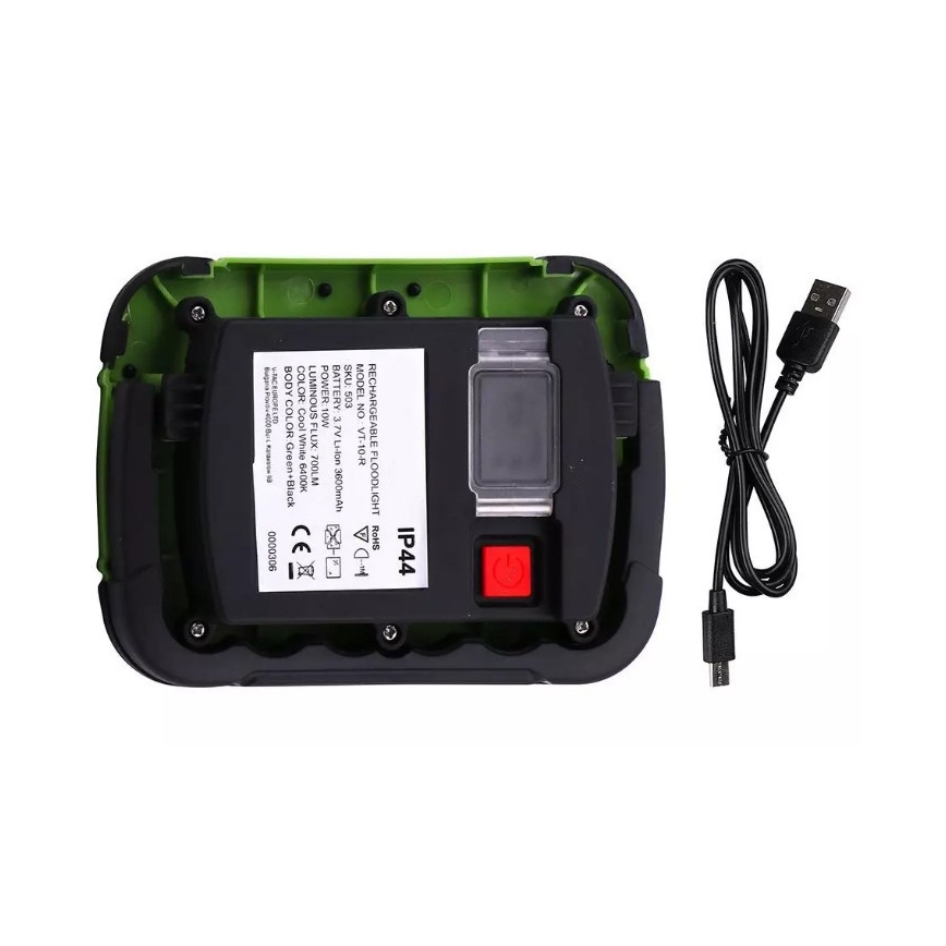Akumulatorowy reflektor LED SAMSUNG CHIP LED/10W/3,7V IP44 6400K 3600 mAh zielony