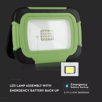 Akumulatorowy reflektor LED SAMSUNG CHIP LED/10W/3,7V IP44 6400K 3600 mAh zielony