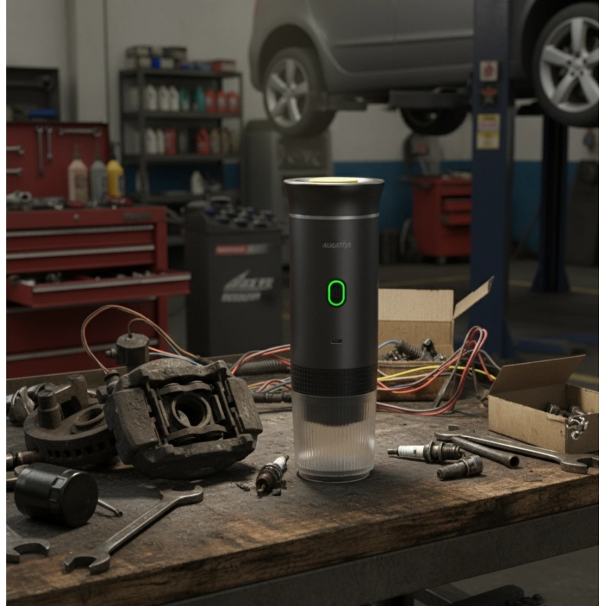 Aligator ACM002 - Podróżny ekspres do kawy z wbudowanym akumulatorem PortaCaffé 3w1 72W/7500 mAh szary