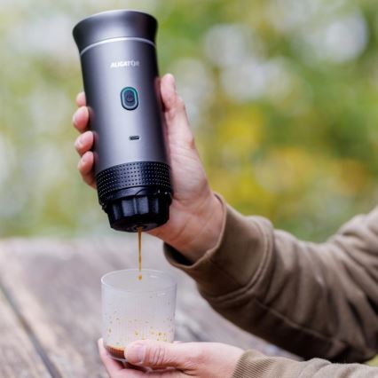 Aligator ACM002 - Podróżny ekspres do kawy z wbudowanym akumulatorem PortaCaffé 3w1 72W/7500 mAh szary