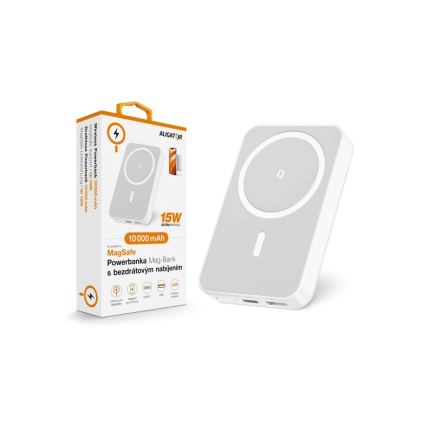 Aligator AMS04WT - Powerbank z bezprzewodowym ładowaniem Qi i MagSafe, 10000 mAh, 15 W Power Delivery, czarny