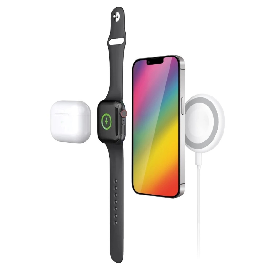Aligator AMS08WT - Bezprzewodowa ładowarka MagSafe 3w1 15W biała