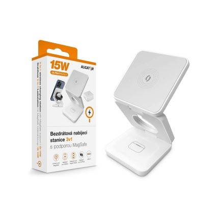 Aligator AMS09WT - Bezprzewodowa stacja ładująca MagSafe 3w1 15W biała