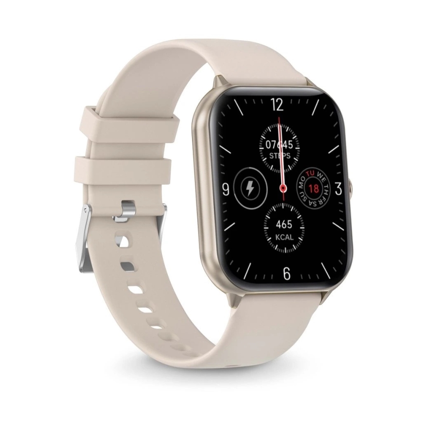 Aligator AW10SR - Inteligentny zegarek Watch GO 220 mAh IP67 kremowy
