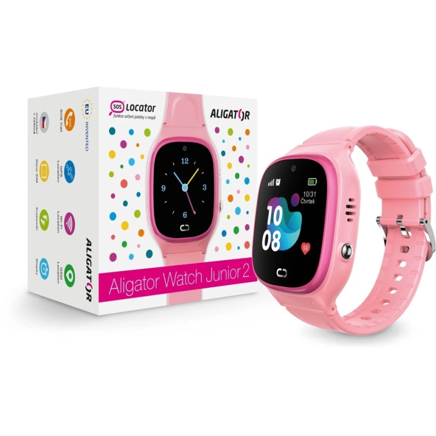 Aligator AW11PK - inteligentny zegarek Watch Junior 2 450 mAh IP67 Wi-Fi różowy