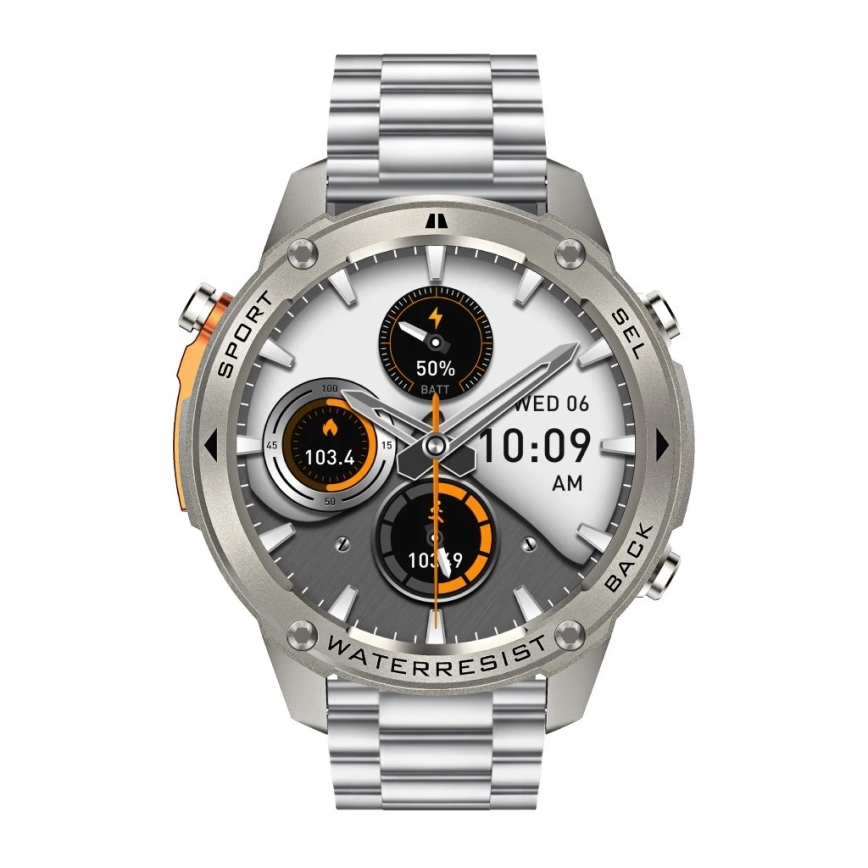Aligator AW12SR - Inteligentny zegarek Watch GPS 500 mAh IP69K srebrny