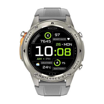 Aligator AW12SR - Inteligentny zegarek Watch GPS 500 mAh IP69K srebrny