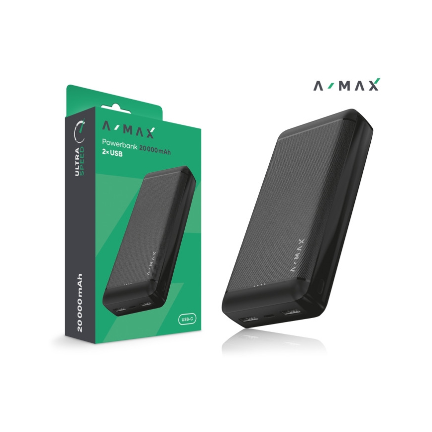 Aligator AX0004 - Powerbank A-MAX 20000 mAh 3,7V czarny
