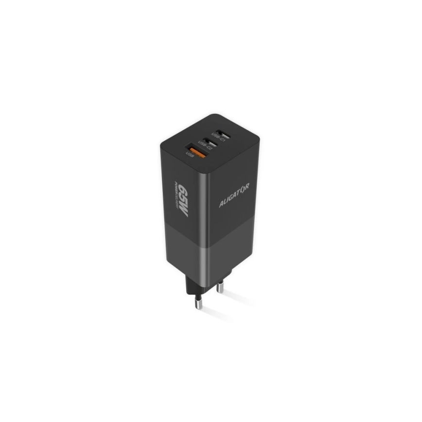 Aligator CHPD0027 - Adapter szybkiego ładowania GaN Power Delivery 65W 2x USB-C + USB-A czarny