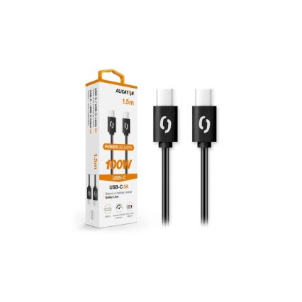 Aligator DATKP46 - kabel USB-C/USB-C 100 W z technologią USB Power Delivery, 1,5 m, czarny