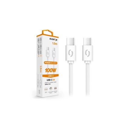 Aligator DATKP47 - kabel USB-C/USB-C 100 W Power Delivery (PD), 1,5 m, biały