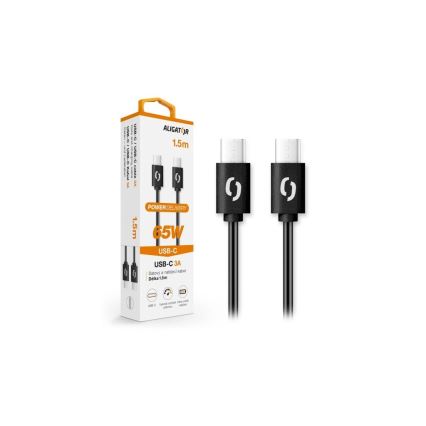 Aligator DATKP48 - kabel USB-C na USB-C, 65 W Power Delivery, 1,5 m, czarny