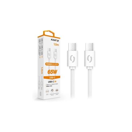 Aligator DATKP49 - kabel USB USB-C/USB-C 65 W Power Delivery 1,5 m biały