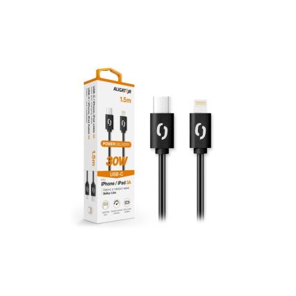 Aligator DATKP50 - kabel USB USB-C / Lightning 30 W Power Delivery (PD) 1,5 m czarny