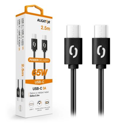 Aligator DATKP58 - kabel USB-C na USB-C 65 W Power Delivery 2,5 m czarny