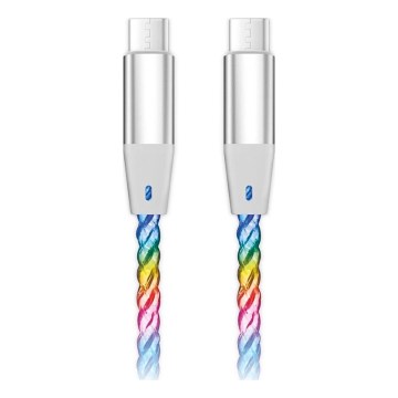 Aligator DATKP62 - kabel USB-C / USB-C z podświetleniem LED, 65 W USB Power Delivery, 1,2 m