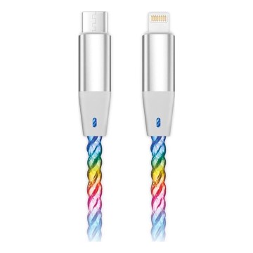 Aligator DATKP63 - kabel USB USB-C / Lightning z podświetleniem LED 30W Power Delivery 1,2m