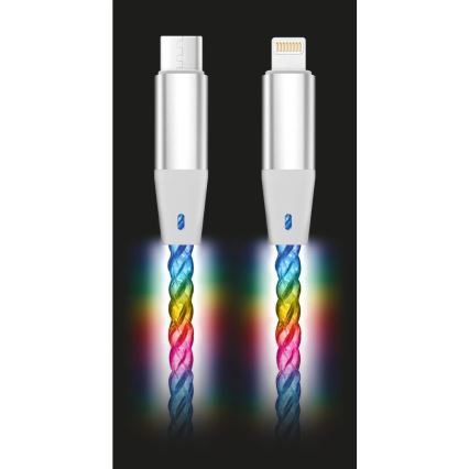 Aligator DATKP65 - kabel USB USB-C / Lightning z podświetleniem LED 30W Power Delivery 0,5m