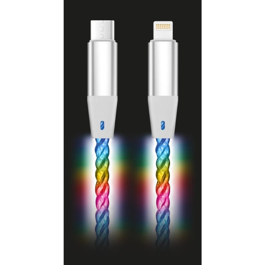 Aligator DATKP65 - kabel USB USB-C / Lightning z podświetleniem LED 30W Power Delivery 0,5m