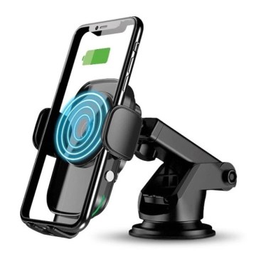 Aligator HAK2 - Automatyczny uchwyt samochodowy na telefon z bezprzewodowym ładowaniem Qi 15W, czarny