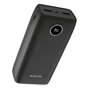Aligator PBPD30BK - powerbank z wyświetlaczem LCD Power Delivery 30000 mAh/20W/3,7V czarny