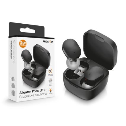Aligator TWS05 - Bezprzewodowe słuchawki Pods LITE 200 mAh + 2x 30 mAh IP30 czarne
