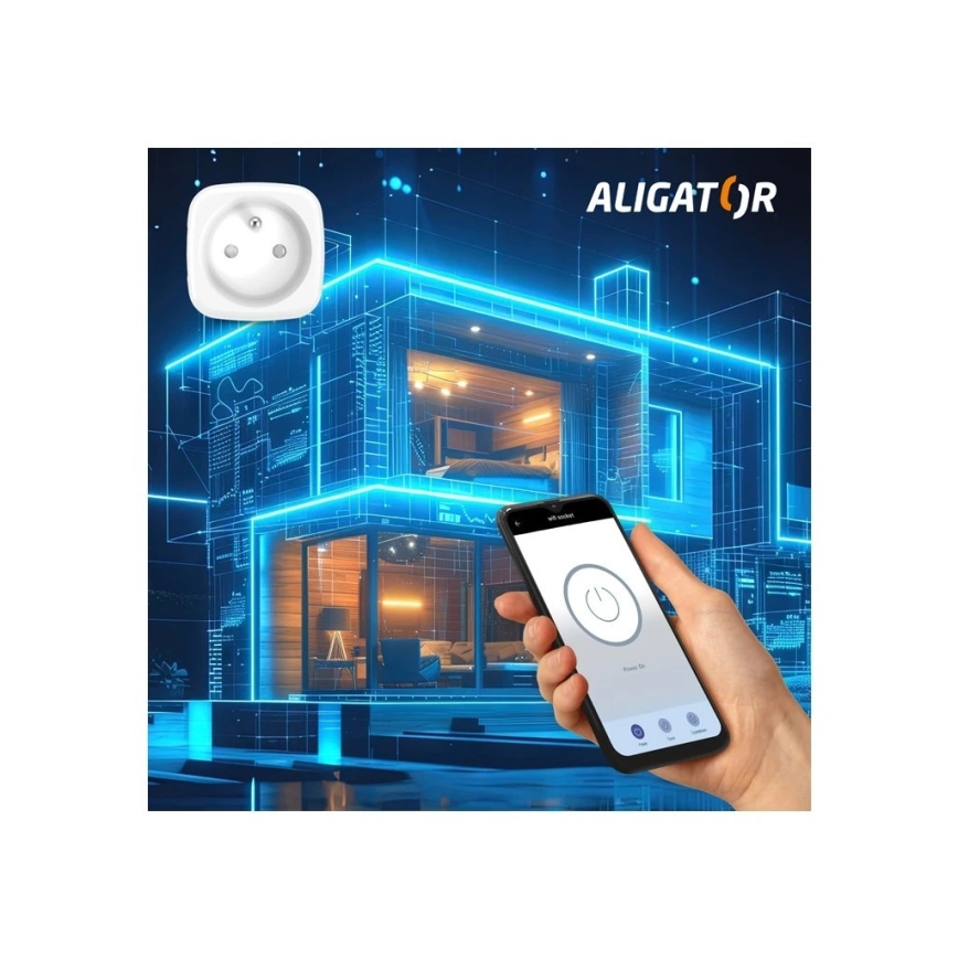Aligator WAL001 - Inteligentne gniazdko 3680W/230V/Typ E/16A Wi-Fi Tuya