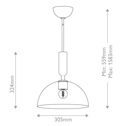 Alora Mood - Żyrandol na drążku JUDE 1xE27/60W/230V śr. 30,5 cm mosiądz