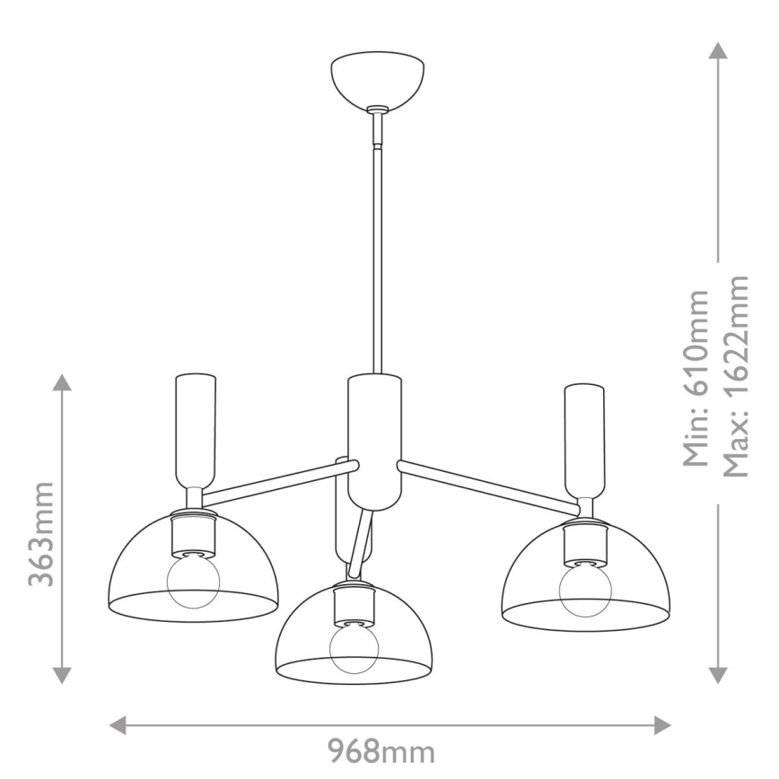 Alora Mood - Żyrandol na drążku JUDE 3xE27/60W/230V śr. 96,8 cm mosiądz