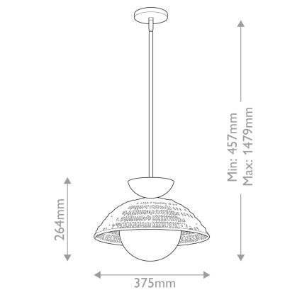 Alora Mood - Żyrandol na pręcie PERTH 1xE27/60W/230V śr. 37,5 cm czarny