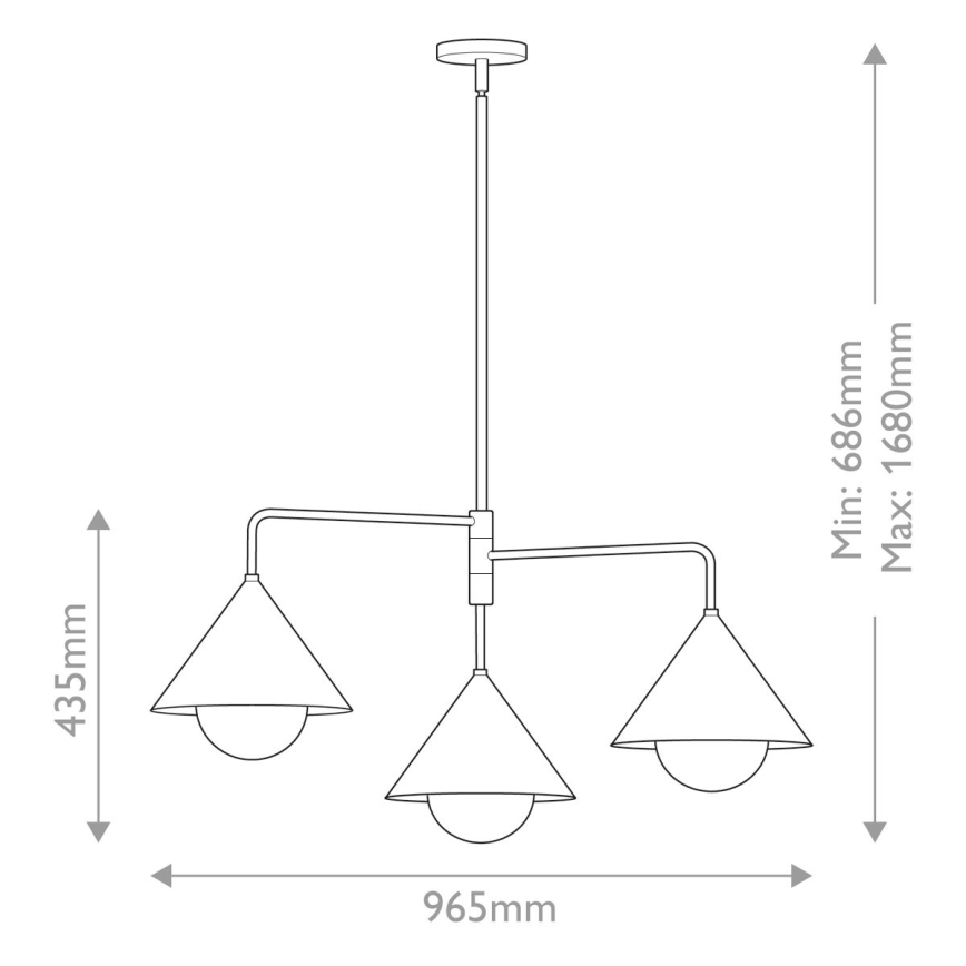 Alora Mood - Lampa sufitowa na pręcie REMYCK 3xE27/60W/230V złota