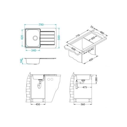 ALVEUS 1069147 - Zlewozmywak kuchenny LINE 79 x 50 cm, stal nierdzewna/satyna