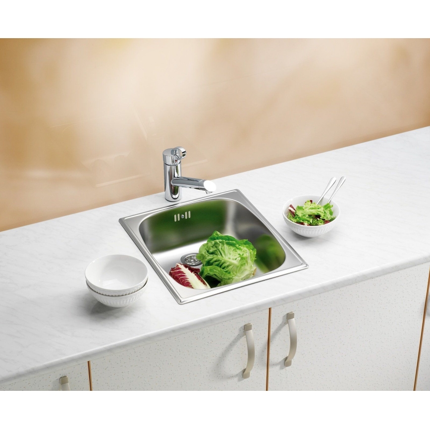 ALVEUS 1082195 - Zlew kuchenny BASIC 44x38 cm matowy stal/satyna, duży wylot