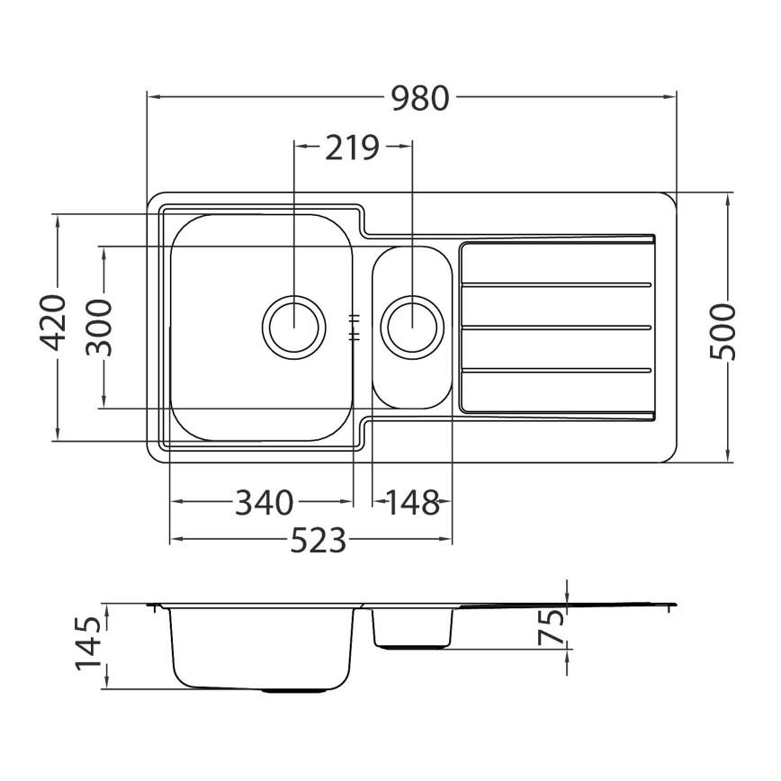 ALVEUS 1082440 - Zlewozmywak kuchenny LINE 98x50 cm stal nierdzewna/satyna