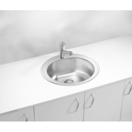 ALVEUS 1116756 - Zlew kuchenny FORM śr. 51 cm matowy stal/satyna, głębokość 18,5 cm