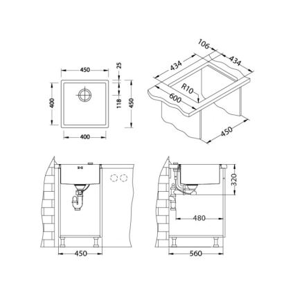 ALVEUS 1122689 - Zlew kuchenny QUADRIX 45x45 cm monarch miedź