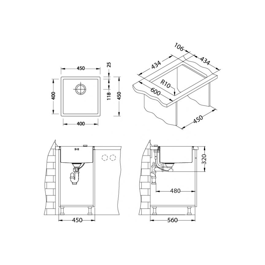 ALVEUS 1122689 - Zlew kuchenny QUADRIX 45x45 cm monarch miedź