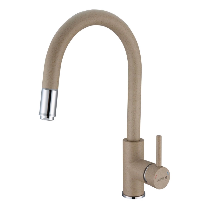 ALVEUS 1129020 - Bateria kuchenna z wyciąganą wylewką DELOS 38 cm granit/beżowy